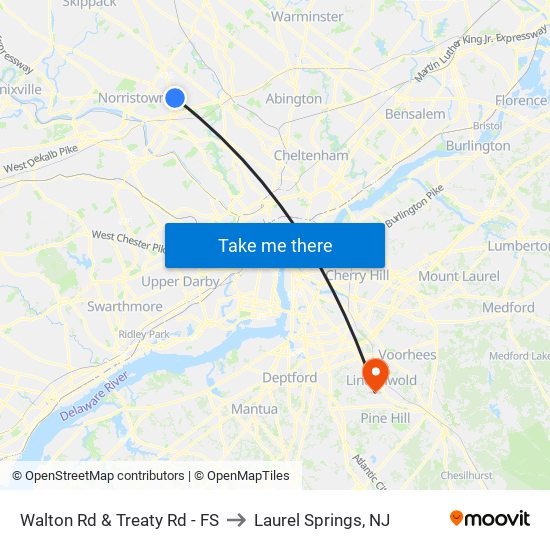Walton Rd & Treaty Rd - FS to Laurel Springs, NJ map