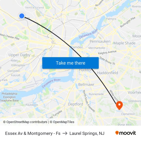 Essex Av & Montgomery - Fs to Laurel Springs, NJ map