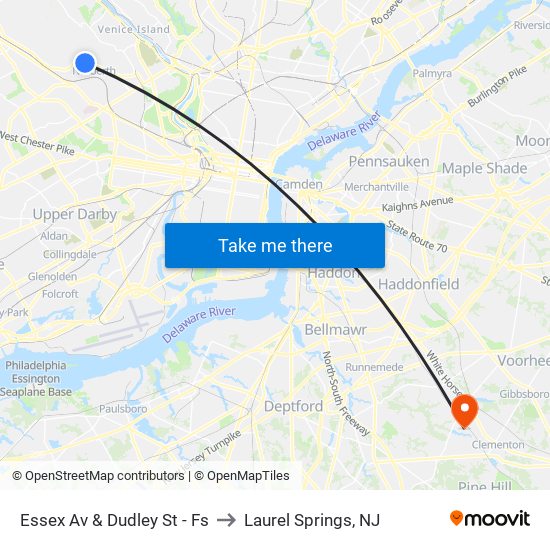 Essex Av & Dudley St - Fs to Laurel Springs, NJ map