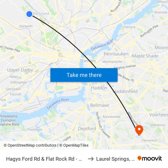 Hagys Ford Rd & Flat Rock Rd - Mbfs to Laurel Springs, NJ map