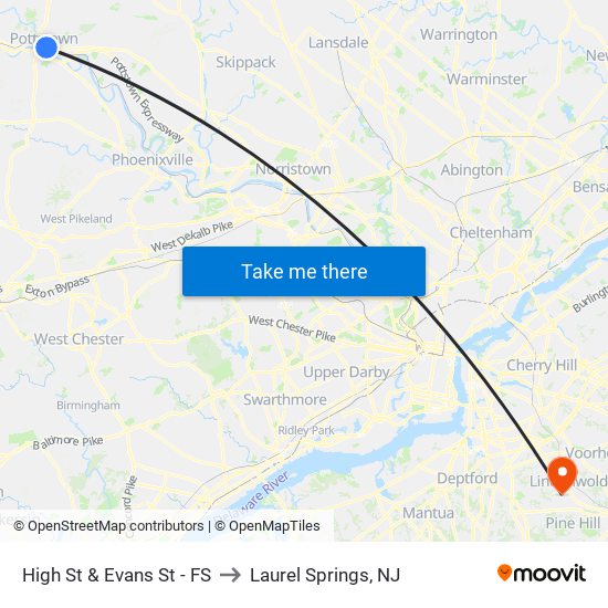 High St & Evans St - FS to Laurel Springs, NJ map