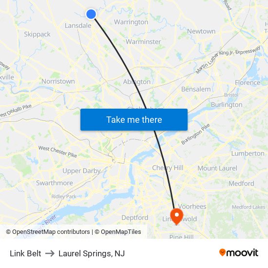 Link Belt to Laurel Springs, NJ map