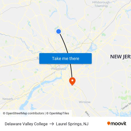 Delaware Valley College to Laurel Springs, NJ map