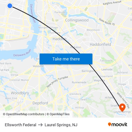 Ellsworth Federal to Laurel Springs, NJ map
