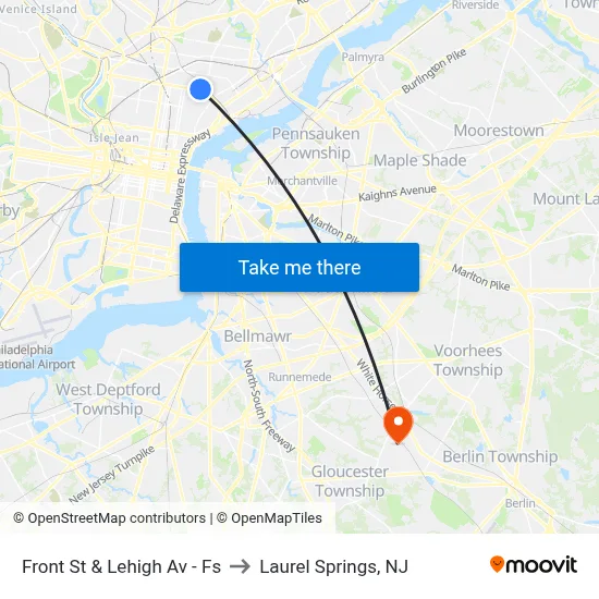 Front St & Lehigh Av - Fs to Laurel Springs, NJ map