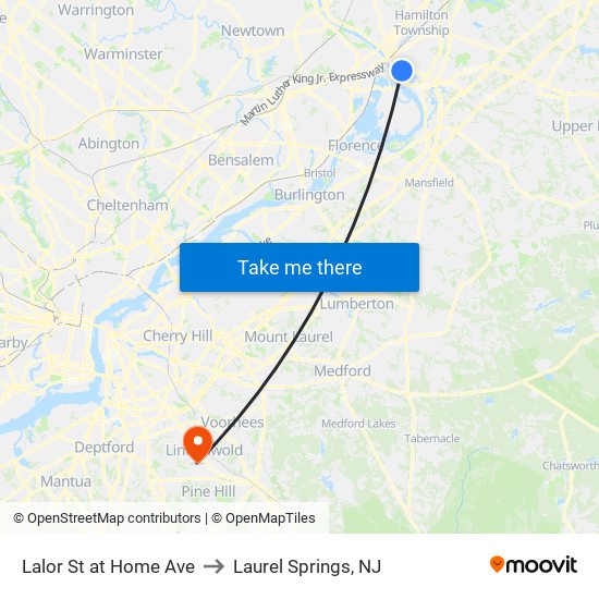 Lalor St at Home Ave to Laurel Springs, NJ map