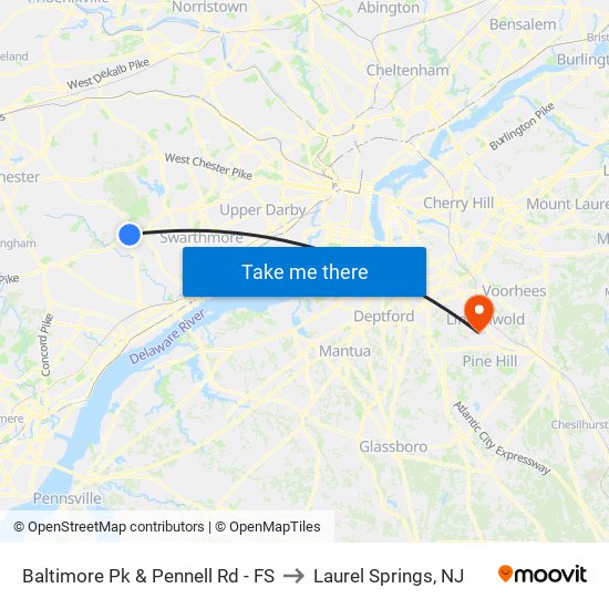 Baltimore Pk & Pennell Rd - FS to Laurel Springs, NJ map