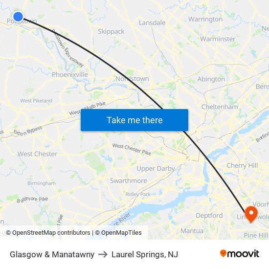 Glasgow & Manatawny to Laurel Springs, NJ map