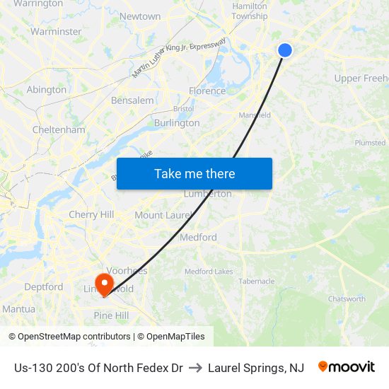 Us-130 200's Of North Fedex Dr to Laurel Springs, NJ map