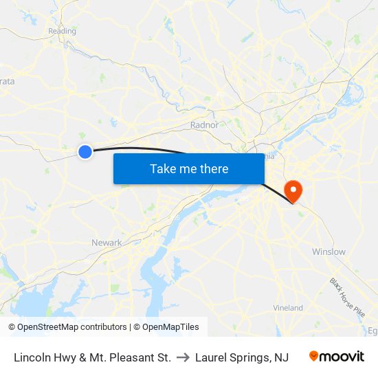 Lincoln Hwy & Mt. Pleasant St. to Laurel Springs, NJ map