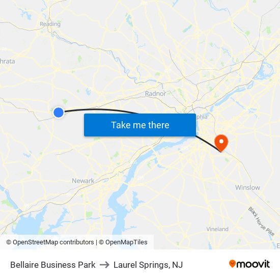 Bellaire Business Park to Laurel Springs, NJ map