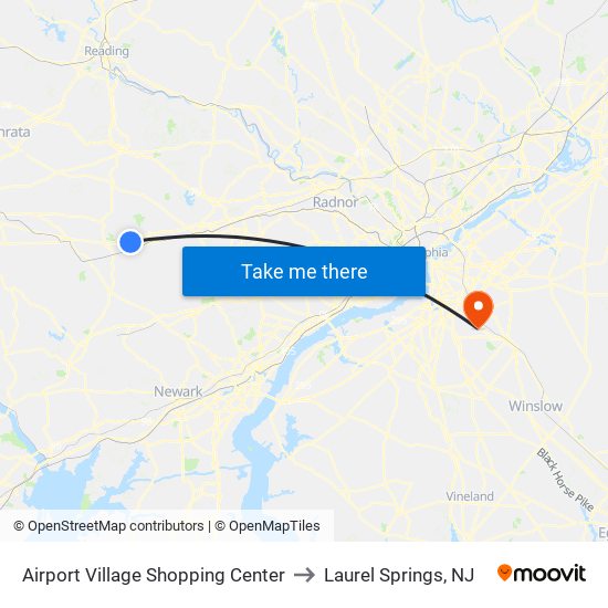 Airport Village Shopping Center to Laurel Springs, NJ map