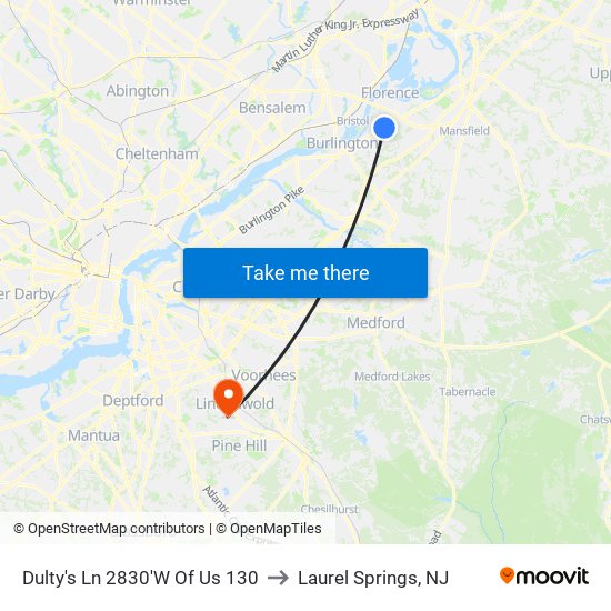 Dulty's Ln 2830'W Of Us 130 to Laurel Springs, NJ map