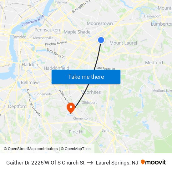 Gaither Dr 2225'W Of S Church St to Laurel Springs, NJ map