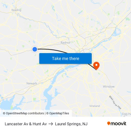 Lancaster Av & Hunt Av to Laurel Springs, NJ map