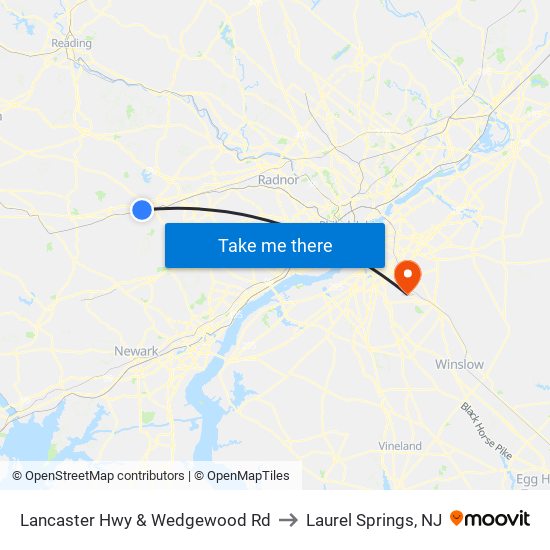 Lancaster Hwy & Wedgewood Rd to Laurel Springs, NJ map