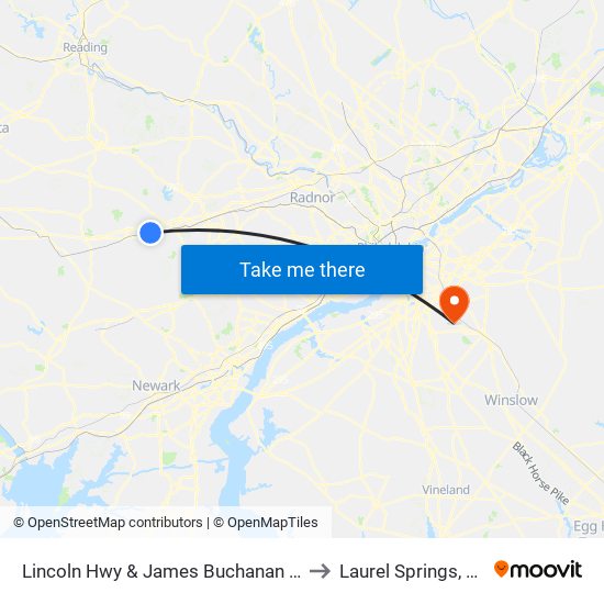 Lincoln Hwy & James Buchanan Dr to Laurel Springs, NJ map