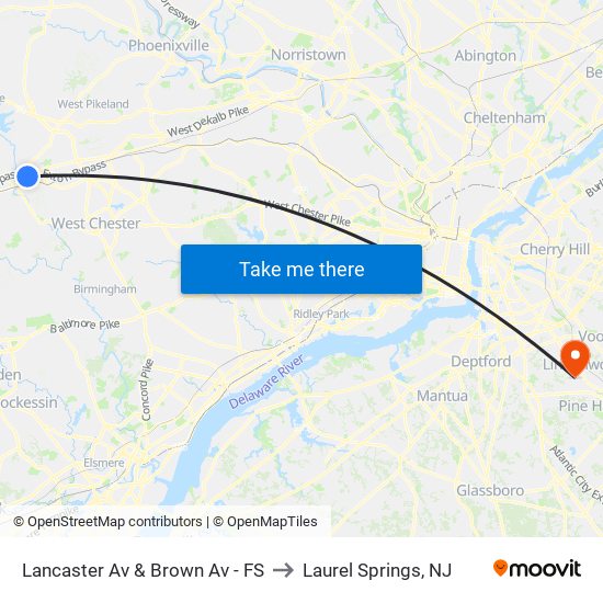 Lancaster Av & Brown Av - FS to Laurel Springs, NJ map