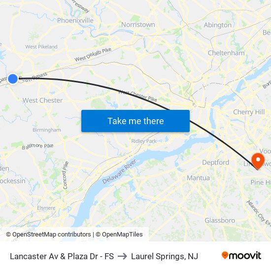 Lancaster Av & Plaza Dr - FS to Laurel Springs, NJ map