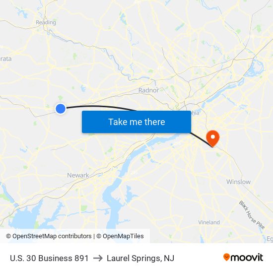 U.S. 30 Business 891 to Laurel Springs, NJ map