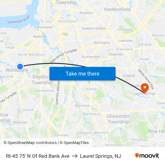 Rt-45 75' N Of Red Bank Ave to Laurel Springs, NJ map