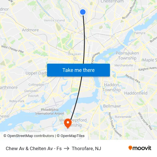 Chew Av & Chelten Av - Fs to Thorofare, NJ map