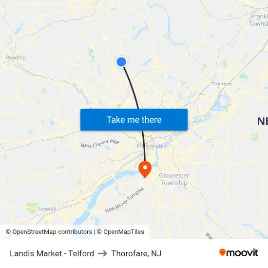 Landis Market - Telford to Thorofare, NJ map