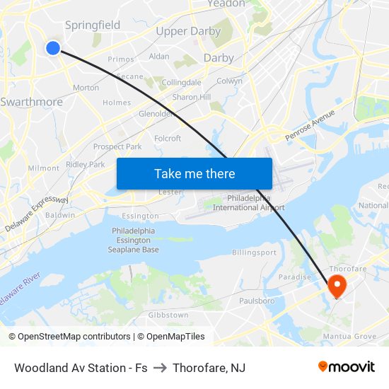 Woodland Av Station - Fs to Thorofare, NJ map