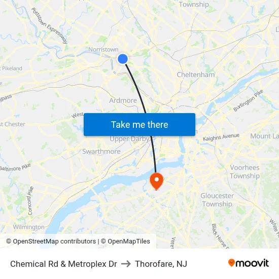 Chemical Rd & Metroplex Dr to Thorofare, NJ map