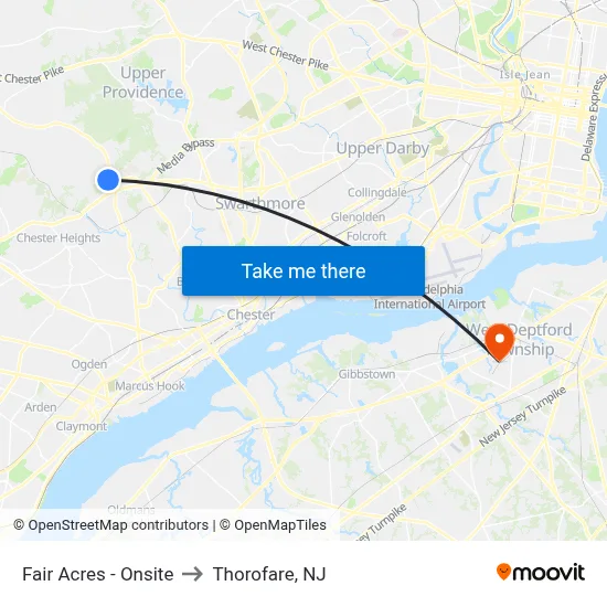 Fair Acres - Onsite to Thorofare, NJ map
