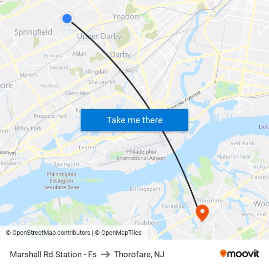 Marshall Rd Station - Fs to Thorofare, NJ map