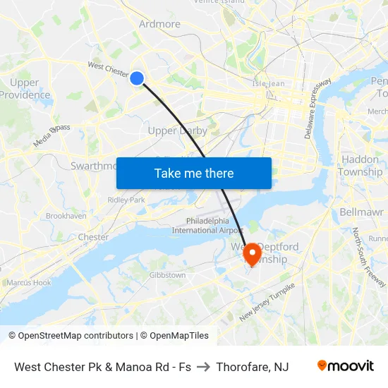 West Chester Pk & Manoa Rd - Fs to Thorofare, NJ map