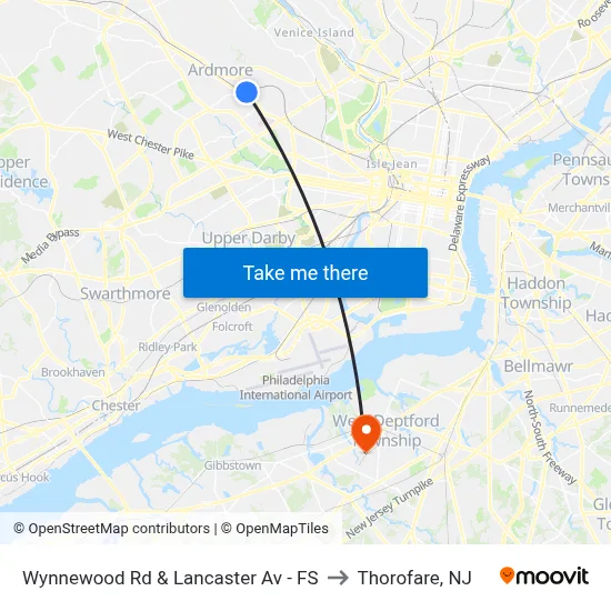 Wynnewood Rd & Lancaster Av - FS to Thorofare, NJ map