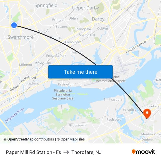 Paper Mill Rd Station - Fs to Thorofare, NJ map