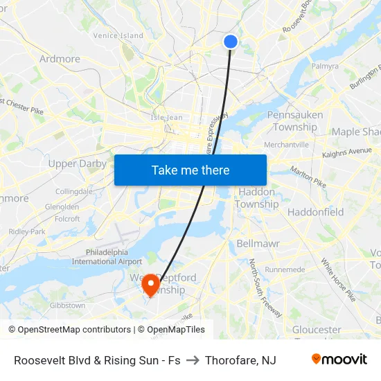 Roosevelt Blvd & Rising Sun - Fs to Thorofare, NJ map