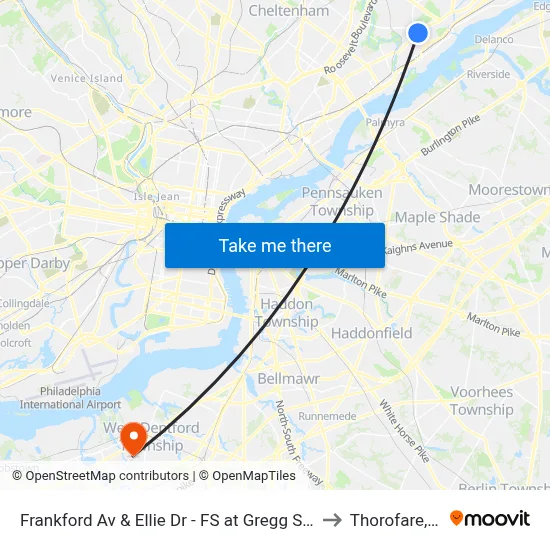 Frankford Av & Ellie Dr - FS at Gregg St Loop to Thorofare, NJ map