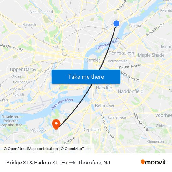 Bridge St & Eadom St - Fs to Thorofare, NJ map