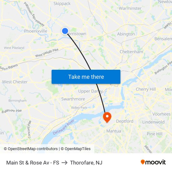 Main St & Rose Av - FS to Thorofare, NJ map