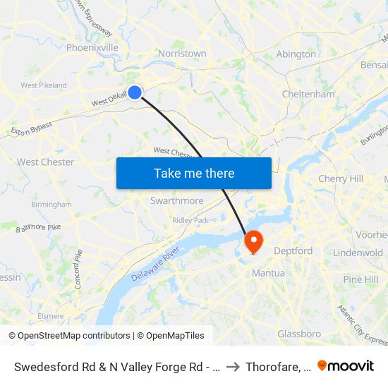 Swedesford Rd & N Valley Forge Rd - Mbfs to Thorofare, NJ map