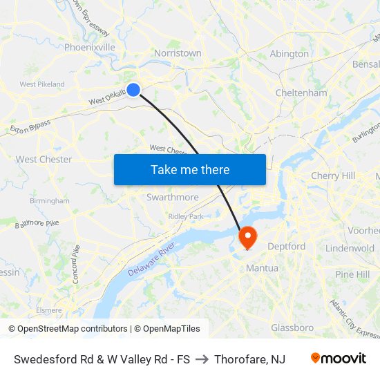 Swedesford Rd & W Valley Rd - FS to Thorofare, NJ map