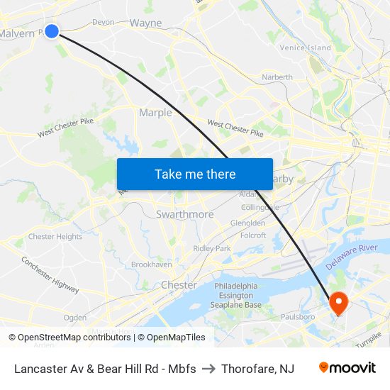Lancaster Av & Bear Hill Rd - Mbfs to Thorofare, NJ map