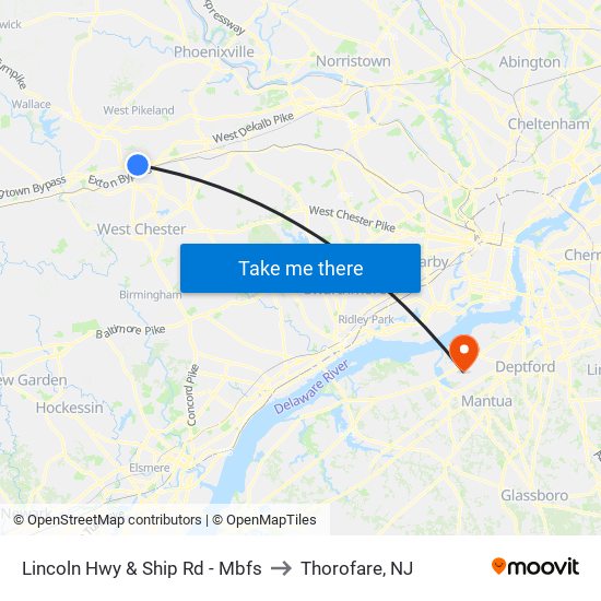Lincoln Hwy & Ship Rd - Mbfs to Thorofare, NJ map