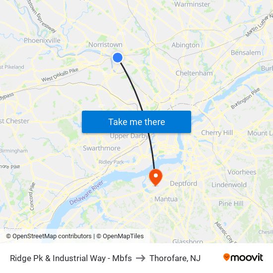 Ridge Pk & Industrial Way - Mbfs to Thorofare, NJ map