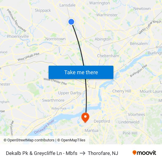 Dekalb Pk & Greycliffe Ln - Mbfs to Thorofare, NJ map