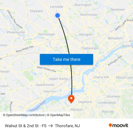 Walnut St & 2nd St - FS to Thorofare, NJ map