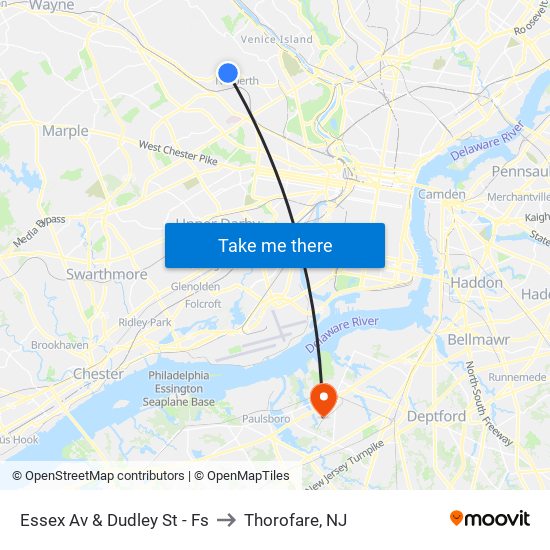 Essex Av & Dudley St - Fs to Thorofare, NJ map