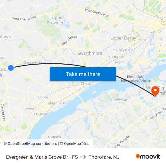 Evergreen & Maris Grove Dr - FS to Thorofare, NJ map