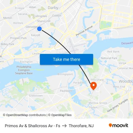 Primos Av & Shallcross Av - Fs to Thorofare, NJ map