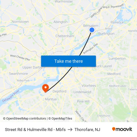 Street Rd & Hulmeville Rd - Mbfs to Thorofare, NJ map