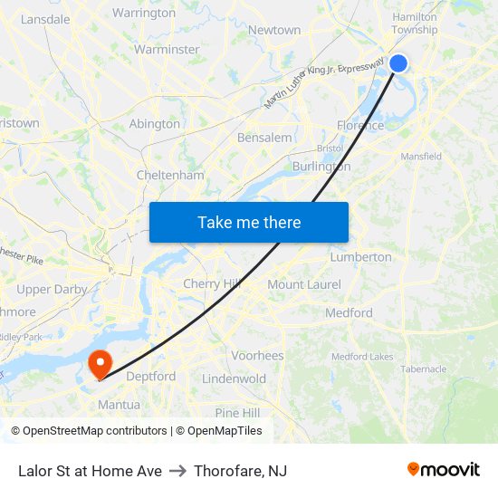 Lalor St at Home Ave to Thorofare, NJ map